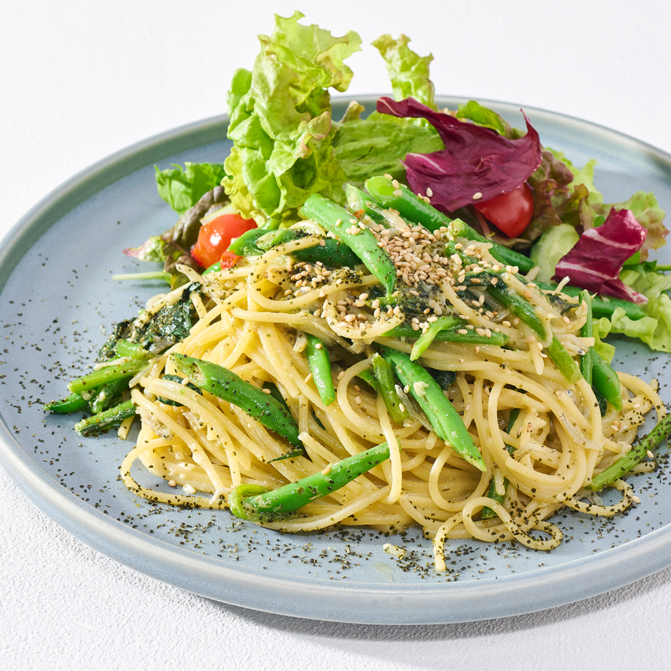 星屑昆布とちりめんじゃこのジェノベーゼスパゲッティ 大葉の香り